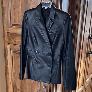 THEORY NWT Black Leather Bristol Blazer Jacket 2